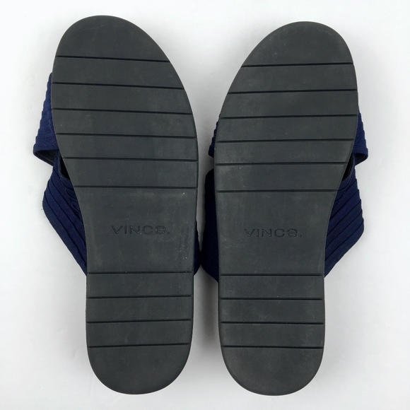 NEW VINCE Blue Cross Strap Sandal Slides Size 6.5 - Picture 6 of 8